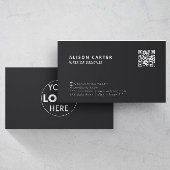 Moderne Visitenkarten | QR-Code + Logo | Ash Black Visitenkarte