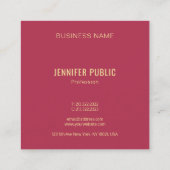 Moderne Visitenkarten Vorlage Chic Gold Monogram Quadratische Visitenkarte (Rückseite)