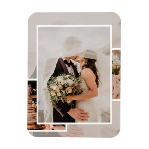 Moderne visuelle Layout-Stimmungsboard-Hochzeitsei Magnet