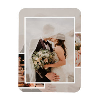 Moderne visuelle Layout-Stimmungsboard-Hochzeitsei Magnet