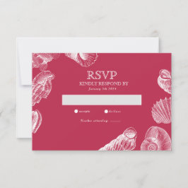Moderne Viva Magenta Beach Sea Muschel RSVP Card Karte