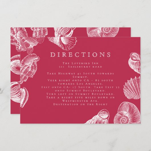 Moderne Viva Magenta Muschel Richtung Meer Begleitkarte (Vorne/Hinten)