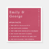 Moderne Viva Magenta Stilvolle Fun Fakten Hochzeit Serviette (Vorderseite)