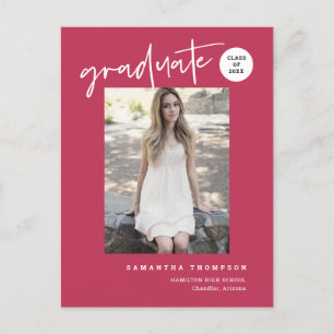 Moderne Viva Magenta Uni Grafische Foto Postkarte