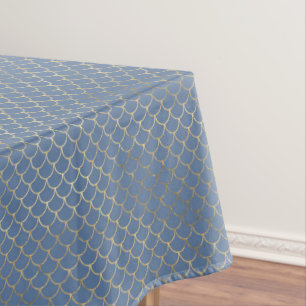 Moderne Vivid Gold Blue Mermaid Scales Ideen Tischdecke