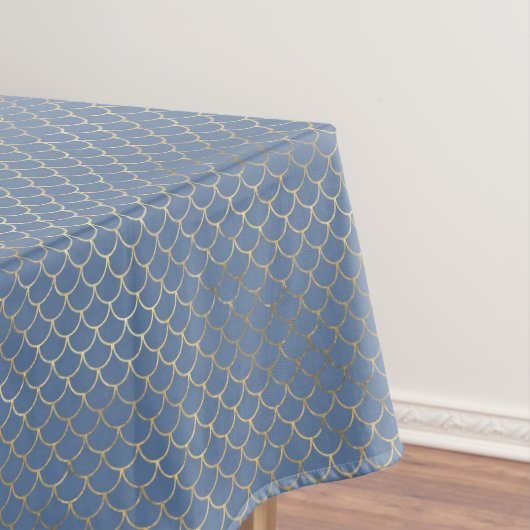 Moderne Vivid Gold Blue Mermaid Scales Ideen Tischdecke (Beispiel)
