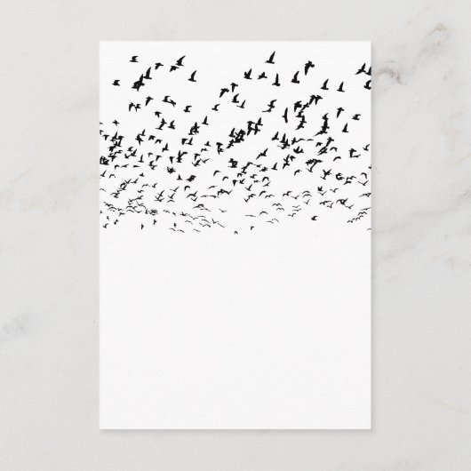 Moderne Vögel einer Feather-Hochzeit Details Begleitkarte (Rückseite)