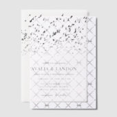 Moderne Vögel einer Feather-Hochzeit Pergament Einladungen (Versetzt (Einladung))