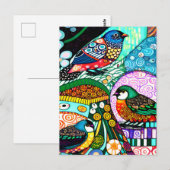 Moderne Vögel mit kühnen Mustern Postkarte (Vorne/Hinten)