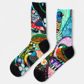 Moderne Vögel mit kühnen Mustern Socken (Linkes Detail)