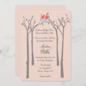 Moderne Vögel und Bäume laden zur Hochzeit ein Einladung (Vorne/Hinten)
