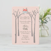 Moderne Vögel und Bäume laden zur Hochzeit ein Einladung (Stehend Vorderseite)