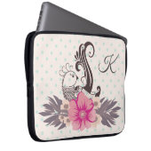 Moderne Vogel und Flora Dotty Mit Monogramm Laptopschutzhülle (Vorne Rechts)