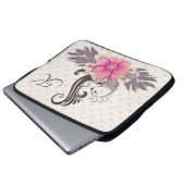 Moderne Vogel und Flora Dotty Mit Monogramm Laptopschutzhülle (Vorne Knopf)