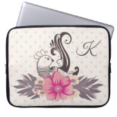 Moderne Vogel und Flora Dotty Mit Monogramm Laptopschutzhülle (Vorderseite)
