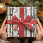 Moderne Vogelbäume und Vögel des Roten Kardinals Geschenkpapier