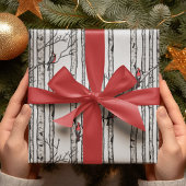 Moderne Vogelbäume und Vögel des Roten Kardinals Geschenkpapier