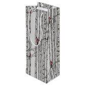 Moderne Vogelbäume und Vögel des Roten Kardinals Geschenktüte Für Weinflaschen (Rückseite Schrägansicht)