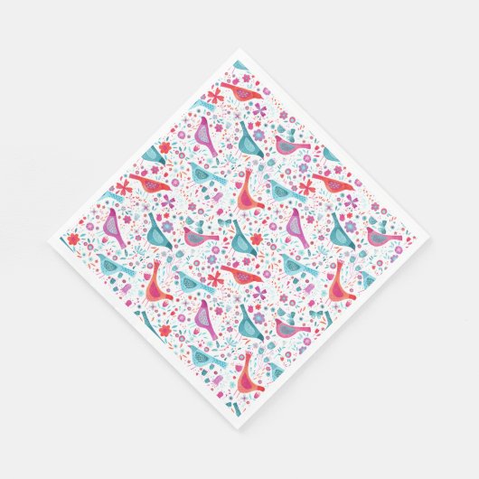 Moderne Vogelfarbe Serviette (Ecke)