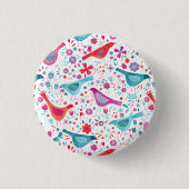 Moderne Vogelflorenfarbe Button (Vorderseite)