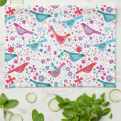 Moderne Vogelflorenfarbe Geschirrtuch (Gefaltet)