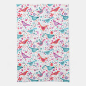 Moderne Vogelflorenfarbe Geschirrtuch (Vertikal)