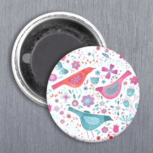 Moderne Vogelflorenfarbe Magnet