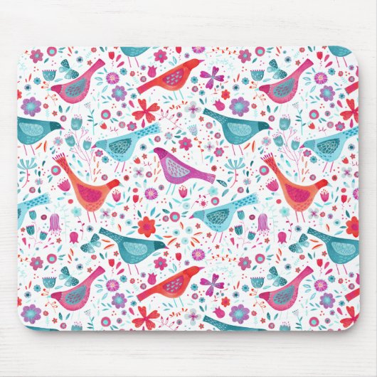 Moderne Vogelflorenfarbe Mousepad (Vorne)