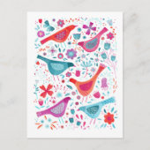 Moderne Vogelflorenfarbe Postkarte (Vorderseite)