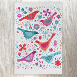 Moderne Vogelflorenfarbe Puzzle<br><div class="desc">Moderne und zeitgenössische Aquarellvögel und Blume in aquamarinem Grün, Magenta Rosa und Rot auf weißem Hintergrund. Originelle Kunst von Nic Squirrell.</div>