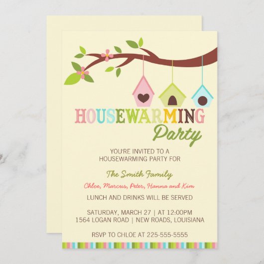 Moderne Vogelhäuser Einladung (Vorne/Hinten)