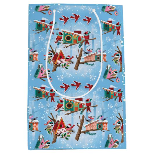 Moderne Vogelhäuser - Weihnachten des Mittelalters Mittlere Geschenktüte (Vorderseite)