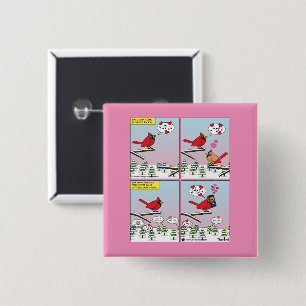 Moderne Vogelpaarung ruft Comic auf Button
