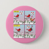 Moderne Vogelpaarung ruft Comic auf Button (Vorderseite)