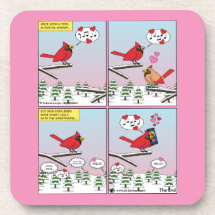 Moderne Vogelpaarung ruft Comic auf Getränkeuntersetzer