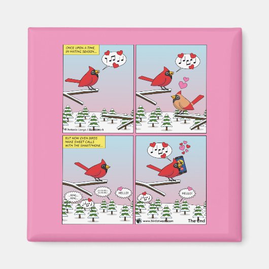 Moderne Vogelpaarung ruft Comic auf Magnet (Vorne)
