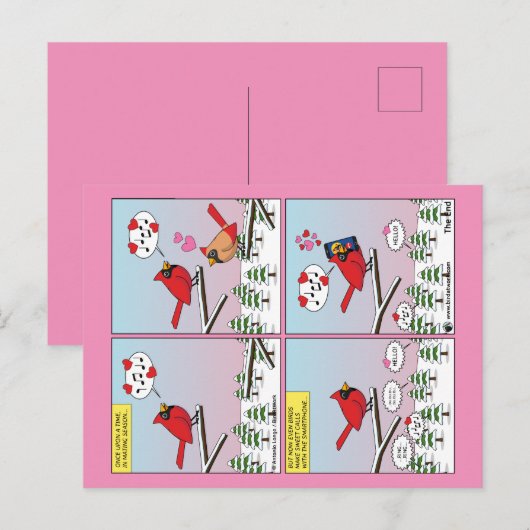 Moderne Vogelpaarung ruft Comic auf Postkarte (Vorne/Hinten)