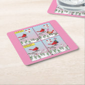 Moderne Vogelpaarung ruft Comic auf Rechteckiger Pappuntersetzer (angewinkelt)