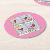 Moderne Vogelpaarung ruft Comic auf Runder Pappuntersetzer (Angewinkelt)