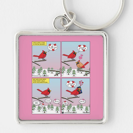 Moderne Vogelpaarung ruft Comic auf Schlüsselanhänger (Vorne)
