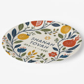 Moderne Volkskunst Schana Tova Botanisch Pappteller (Schrägansicht)