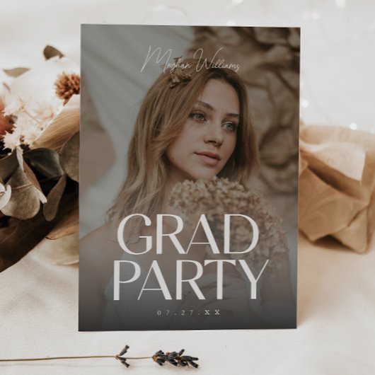 Moderne Voll-Foto-Script-Graduierungsparty Einladung