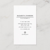 Moderne Vollbildfotografie Minimalistisch Visitenkarte (Rückseite)