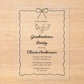 Moderne, von Hand Gezeichnet Bow & Squiggle Gradua Acryleinladungen (Vorderseite)