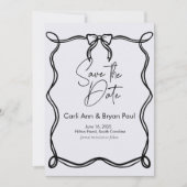 Moderne, von Hand Gezeichnet Bow Wavy Rettete-the- Einladung (Vorderseite)