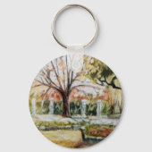 Moderne, von Hand gezeichnet Fallpark Natur Baum u Schlüsselanhänger (Rückseite)
