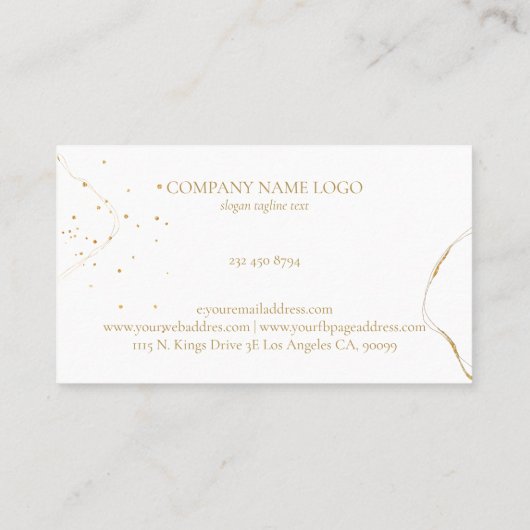 Moderne, von Hand gezeichnet Goldlinien Visitenkarte (Rückseite)