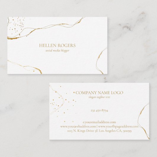 Moderne, von Hand gezeichnet Goldlinien Visitenkarte (Vorne/Hinten)