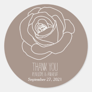 Moderne, von Hand gezeichnet Rose, danke Stickers