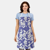 Moderne, von Hand gezeichnet, weiße Blume auf eine Schürze (Getragen)